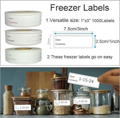 Freezer Labels,1x3 inch for Food containers,Food Labels Quick and Easy to Remove- Easy to Write on(Black)