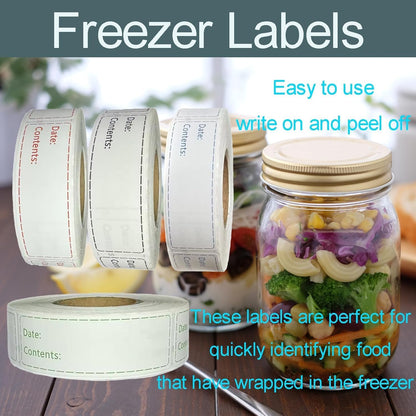 Freezer Labels,1x3 inch for Food containers,Food Labels Quick and Easy to Remove- Easy to Write on(Black)