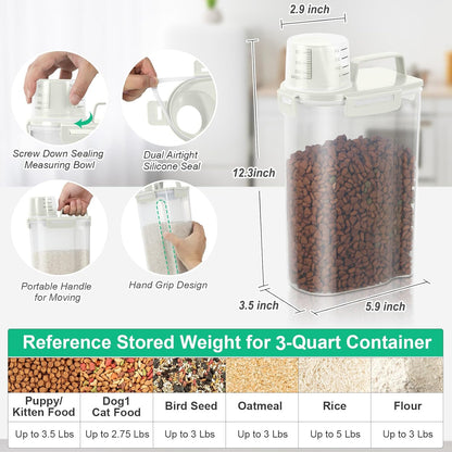Airtight Rice Container 10 Lbs, Cereal Dispenser, Pet Cat Dog Food Storage Container, Plastic Kitchen Pantry Food Storage Holder with Cup -Dark Grey