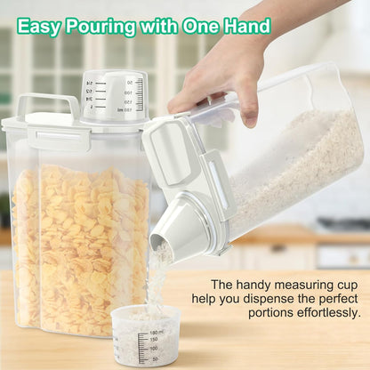 Airtight Rice Container 10 Lbs, Cereal Dispenser, Pet Cat Dog Food Storage Container, Plastic Kitchen Pantry Food Storage Holder with Cup -Dark Grey