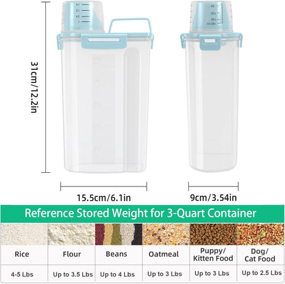 Airtight Rice Container 10 Lbs, Cereal Dispenser, Pet Cat Dog Food Storage Container, Plastic Kitchen Pantry Food Storage Holder with Cup -Dark Grey