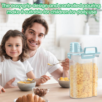 Airtight Rice Container 10 Lbs, Cereal Dispenser, Pet Cat Dog Food Storage Container, Plastic Kitchen Pantry Food Storage Holder with Cup -Dark Grey