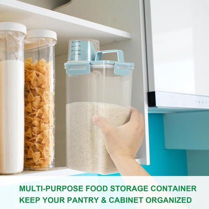 Airtight Rice Container 10 Lbs, Cereal Dispenser, Pet Cat Dog Food Storage Container, Plastic Kitchen Pantry Food Storage Holder with Cup -Dark Grey