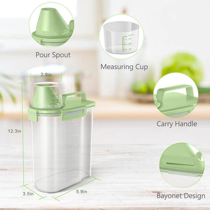 Airtight Rice Container 10 Lbs, Cereal Dispenser, Pet Cat Dog Food Storage Container, Plastic Kitchen Pantry Food Storage Holder with Cup -Dark Grey