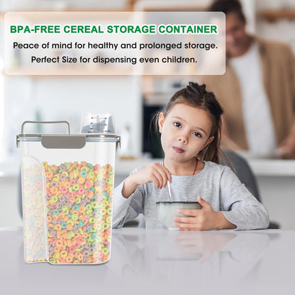 Airtight Rice Container 10 Lbs, Cereal Dispenser, Pet Cat Dog Food Storage Container, Plastic Kitchen Pantry Food Storage Holder with Cup -Dark Grey