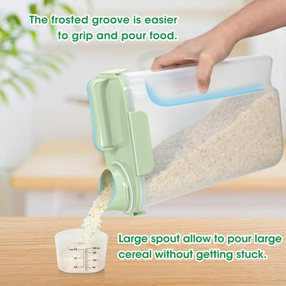 Airtight Rice Container 10 Lbs, Cereal Dispenser, Pet Cat Dog Food Storage Container, Plastic Kitchen Pantry Food Storage Holder with Cup -Dark Grey
