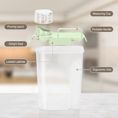 Airtight Rice Container 10 Lbs, Cereal Dispenser, Pet Cat Dog Food Storage Container, Plastic Kitchen Pantry Food Storage Holder with Cup -Dark Grey