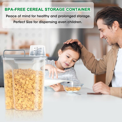 Airtight Rice Container 10 Lbs, Cereal Dispenser, Pet Cat Dog Food Storage Container, Plastic Kitchen Pantry Food Storage Holder with Cup -Dark Grey