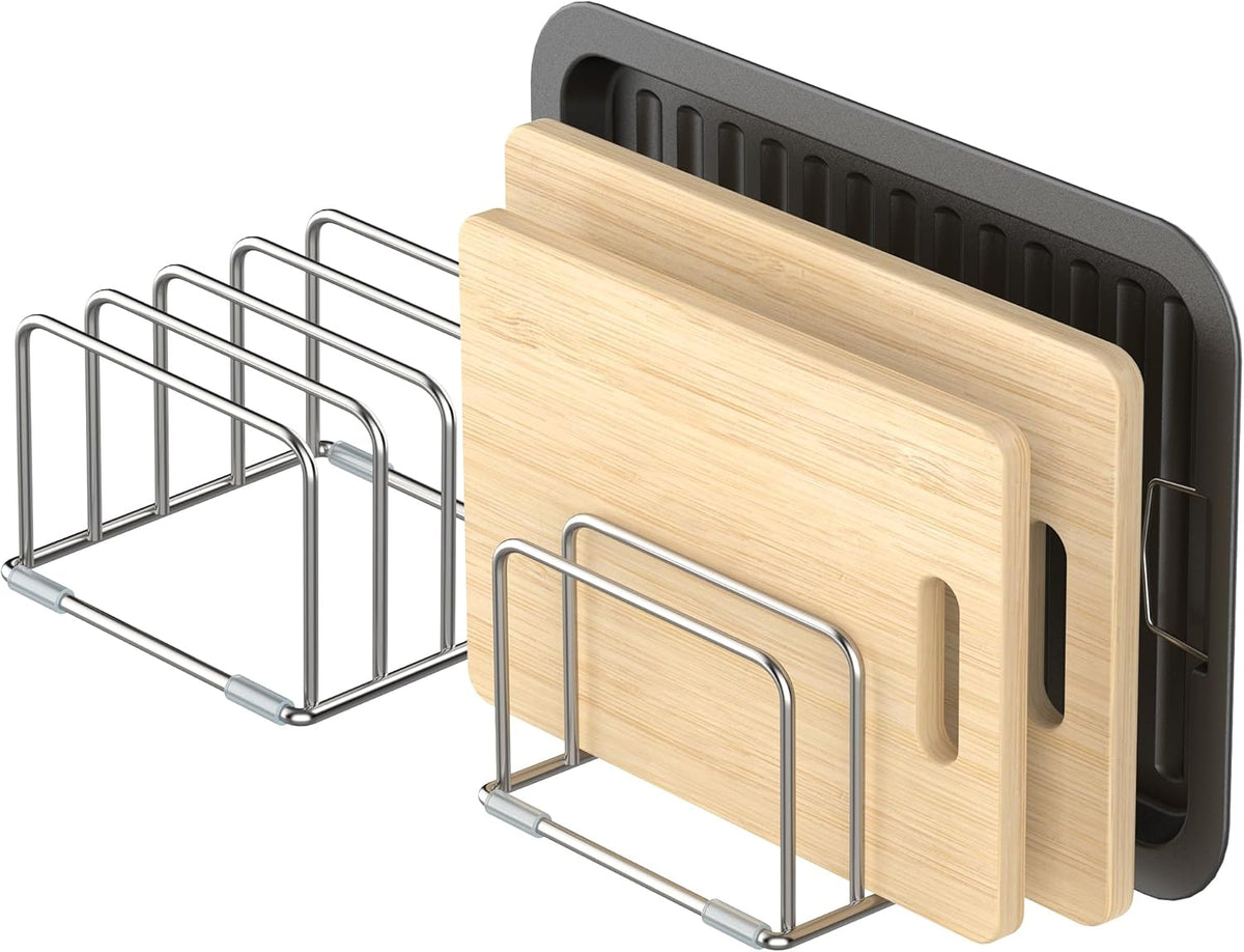 Cutting Board Organizer Stand Holder,304 Stainless Steel Chopping Board Holder,Pot Pan Lid Holder Rack kitchen Shelf Bakeware,Cookie Sheets Organizer (1.0 Inch Width Slots)