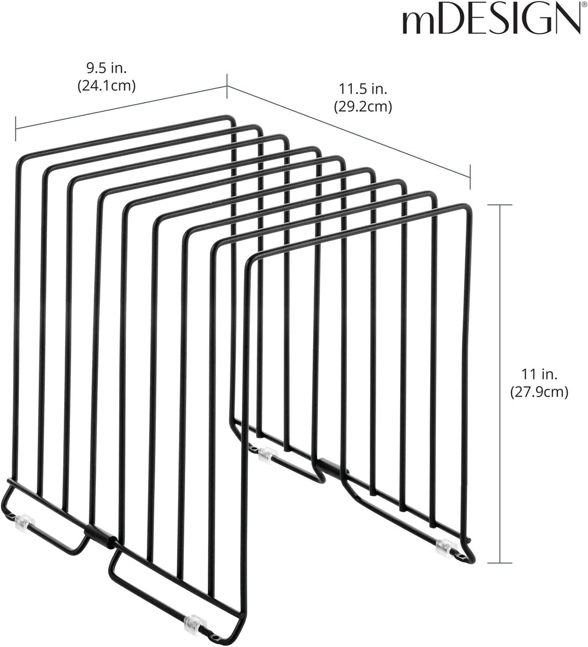 Large Metal Wire Organizer Rack for Kitchen Cabinet, Pantry, Shelves - Holder with 8 Slots for Baking Sheets, Skillets, Frying Pans, Pots, Lids, Cutting Boards, and Appliances - Black