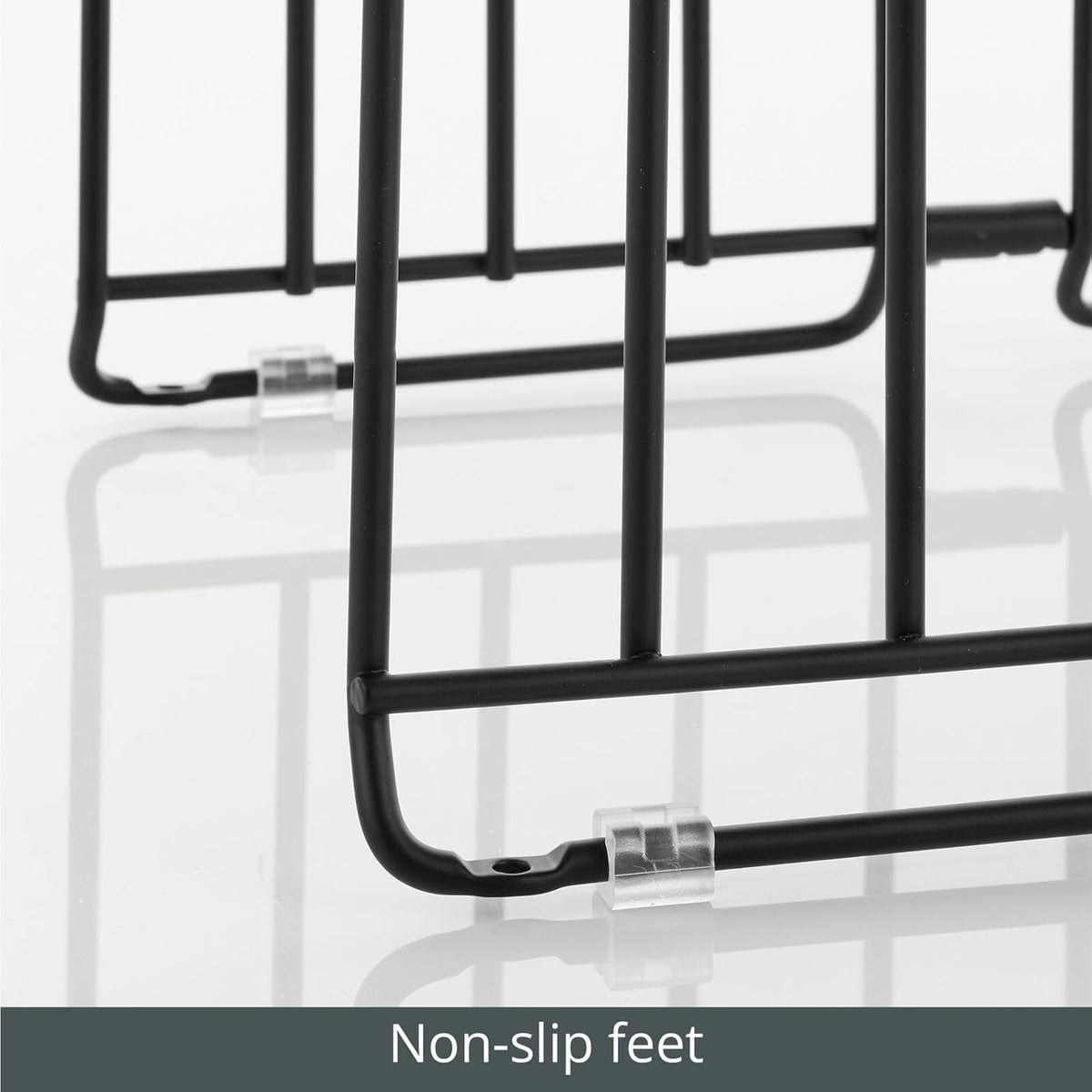 Large Metal Wire Organizer Rack for Kitchen Cabinet, Pantry, Shelves - Holder with 8 Slots for Baking Sheets, Skillets, Frying Pans, Pots, Lids, Cutting Boards, and Appliances - Black