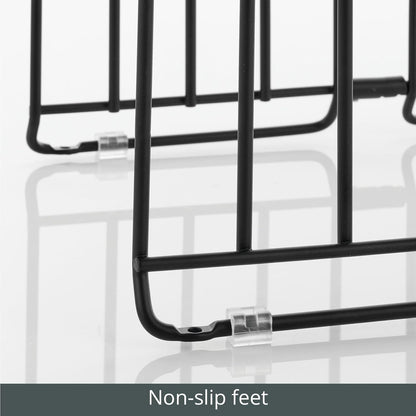 Large Metal Wire Organizer Rack for Kitchen Cabinet, Pantry, Shelves - Holder with 8 Slots for Baking Sheets, Skillets, Frying Pans, Pots, Lids, Cutting Boards, and Appliances - Black