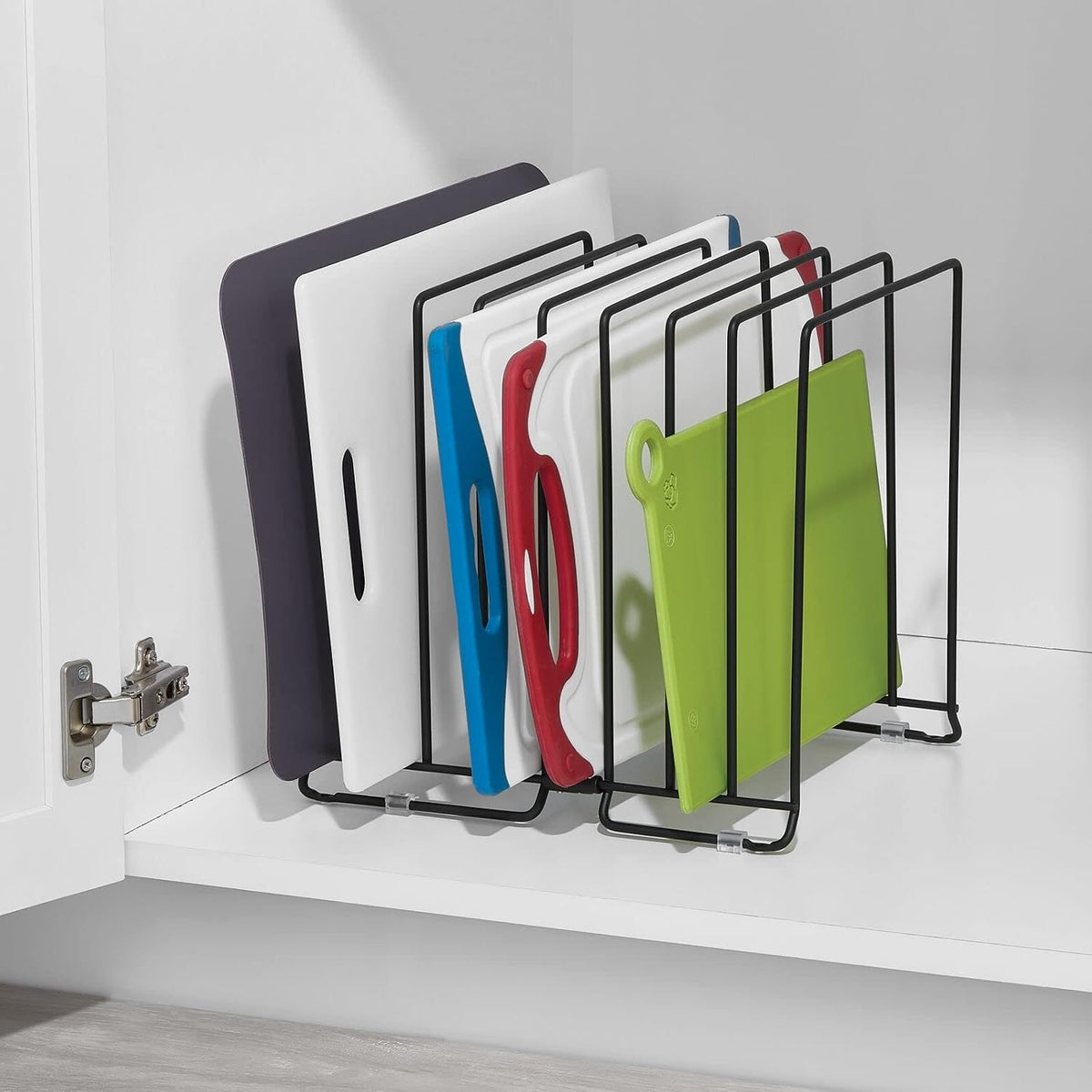 Large Metal Wire Organizer Rack for Kitchen Cabinet, Pantry, Shelves - Holder with 8 Slots for Baking Sheets, Skillets, Frying Pans, Pots, Lids, Cutting Boards, and Appliances - Black
