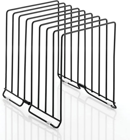 Large Metal Wire Organizer Rack for Kitchen Cabinet, Pantry, Shelves - Holder with 8 Slots for Baking Sheets, Skillets, Frying Pans, Pots, Lids, Cutting Boards, and Appliances - Black