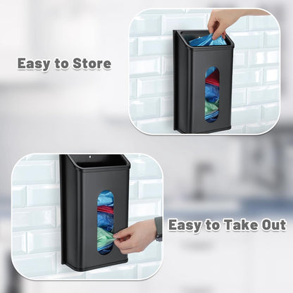 Grocery Bag Dispenser Wall Mount Stainless Steel Bag Dispenser for Plastic Bags Sturdy Grocery Bag Holder with Screws Adhesives Decorative Plastic Bag Holder for Kitchen Pantry Cabinet