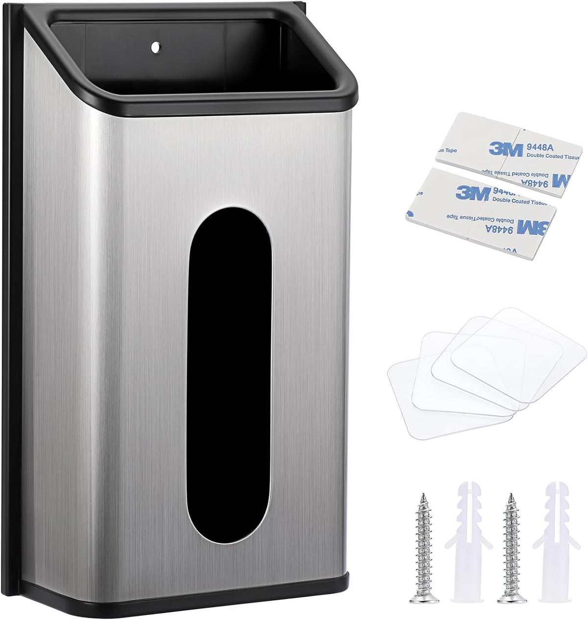 Grocery Bag Dispenser Wall Mount Stainless Steel Bag Dispenser for Plastic Bags Sturdy Grocery Bag Holder with Screws Adhesives Decorative Plastic Bag Holder for Kitchen Pantry Cabinet