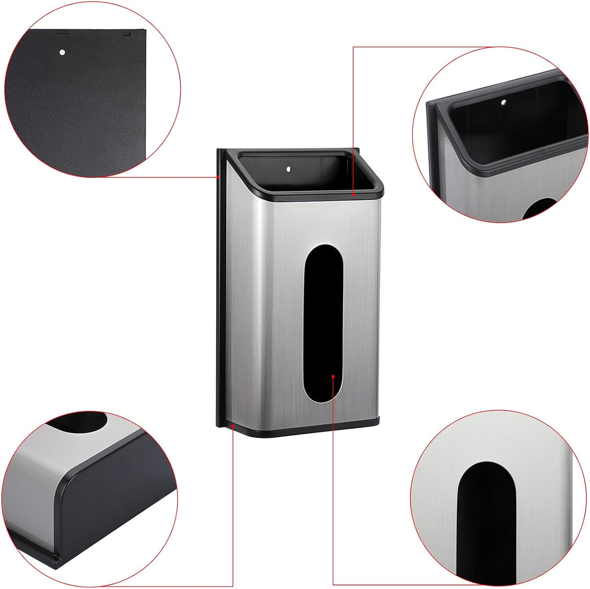 Grocery Bag Dispenser Wall Mount Stainless Steel Bag Dispenser for Plastic Bags Sturdy Grocery Bag Holder with Screws Adhesives Decorative Plastic Bag Holder for Kitchen Pantry Cabinet