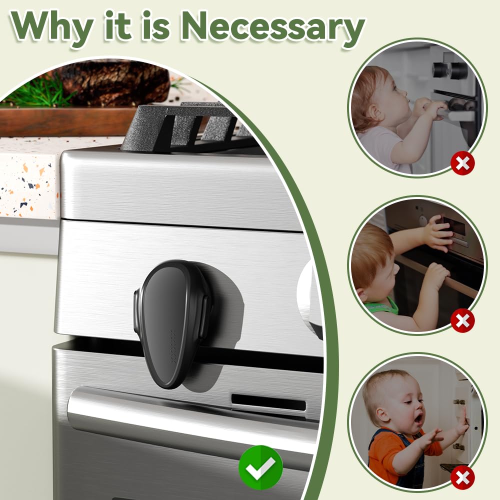 1 PC Child Safety Oven Door Lock, Childproof Oven Front Lock, Heat-Resistant Material, Durable & Easy to Install (Black)
