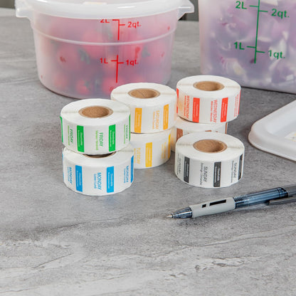 RW Smart 1 Inch x 1 Inch Food Rotation Labels 3500 Dissolvable Food Safety Labels - Premium Trilingual Paper Day Of The Week Labels For Food Storage Or Prep Weekly