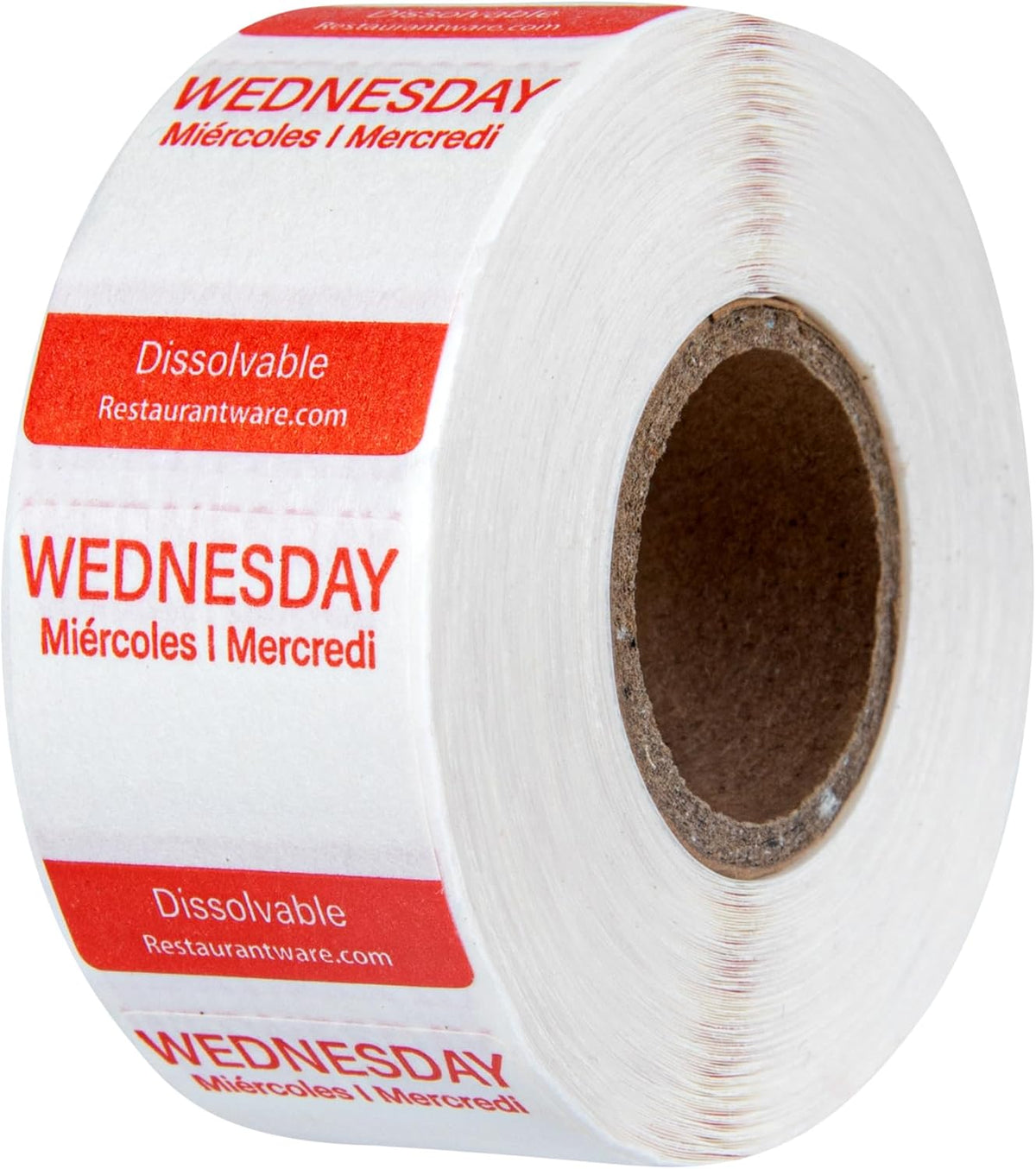 RW Smart 1 Inch x 1 Inch Food Rotation Labels 3500 Dissolvable Food Safety Labels - Premium Trilingual Paper Day Of The Week Labels For Food Storage Or Prep Weekly
