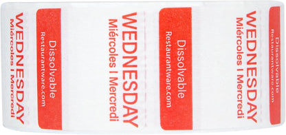 RW Smart 1 Inch x 1 Inch Food Rotation Labels 3500 Dissolvable Food Safety Labels - Premium Trilingual Paper Day Of The Week Labels For Food Storage Or Prep Weekly