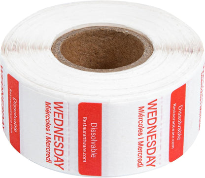 RW Smart 1 Inch x 1 Inch Food Rotation Labels 3500 Dissolvable Food Safety Labels - Premium Trilingual Paper Day Of The Week Labels For Food Storage Or Prep Weekly