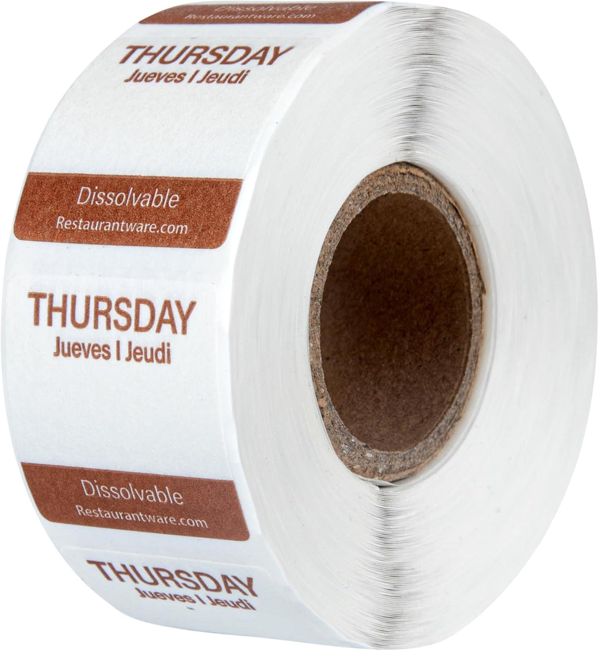 RW Smart 1 Inch x 1 Inch Food Rotation Labels 3500 Dissolvable Food Safety Labels - Premium Trilingual Paper Day Of The Week Labels For Food Storage Or Prep Weekly