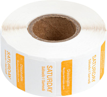 RW Smart 1 Inch x 1 Inch Food Rotation Labels 3500 Dissolvable Food Safety Labels - Premium Trilingual Paper Day Of The Week Labels For Food Storage Or Prep Weekly