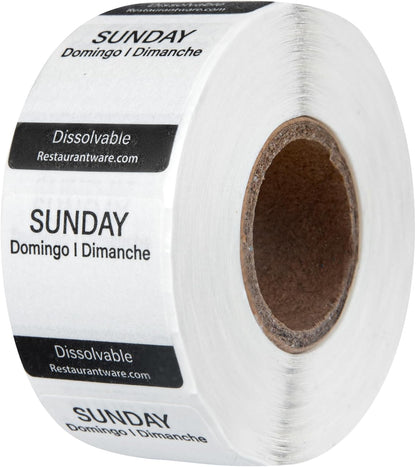 RW Smart 1 Inch x 1 Inch Food Rotation Labels 3500 Dissolvable Food Safety Labels - Premium Trilingual Paper Day Of The Week Labels For Food Storage Or Prep Weekly
