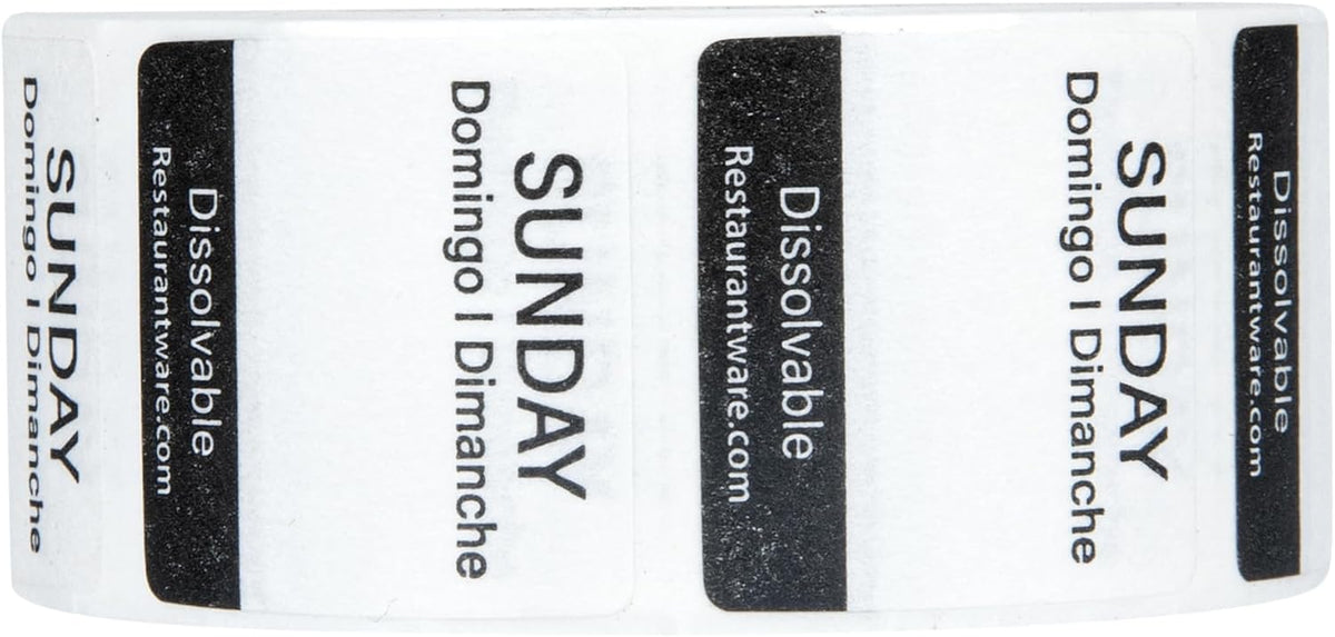 RW Smart 1 Inch x 1 Inch Food Rotation Labels 3500 Dissolvable Food Safety Labels - Premium Trilingual Paper Day Of The Week Labels For Food Storage Or Prep Weekly