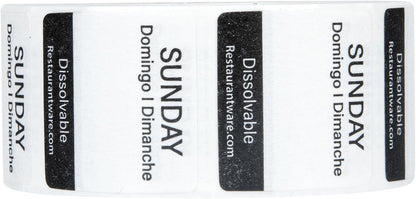RW Smart 1 Inch x 1 Inch Food Rotation Labels 3500 Dissolvable Food Safety Labels - Premium Trilingual Paper Day Of The Week Labels For Food Storage Or Prep Weekly