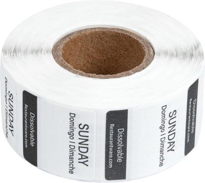 RW Smart 1 Inch x 1 Inch Food Rotation Labels 3500 Dissolvable Food Safety Labels - Premium Trilingual Paper Day Of The Week Labels For Food Storage Or Prep Weekly