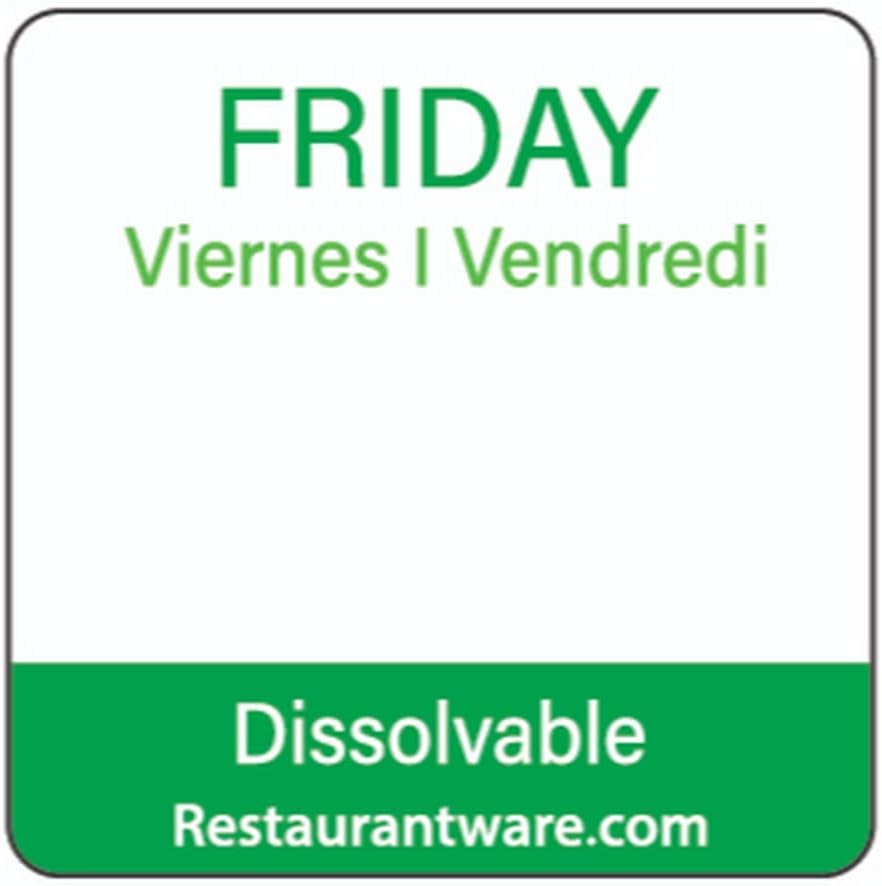 RW Smart 1 Inch x 1 Inch Food Rotation Labels 3500 Dissolvable Food Safety Labels - Premium Trilingual Paper Day Of The Week Labels For Food Storage Or Prep Weekly