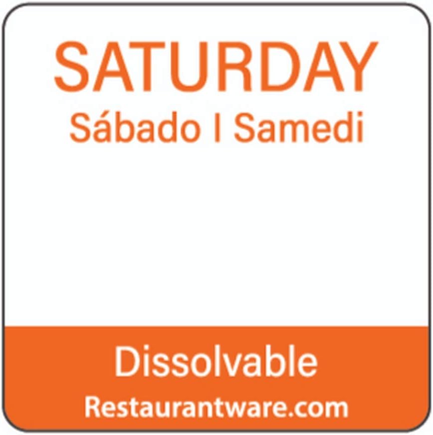 RW Smart 1 Inch x 1 Inch Food Rotation Labels 3500 Dissolvable Food Safety Labels - Premium Trilingual Paper Day Of The Week Labels For Food Storage Or Prep Weekly