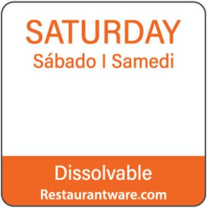 RW Smart 1 Inch x 1 Inch Food Rotation Labels 3500 Dissolvable Food Safety Labels - Premium Trilingual Paper Day Of The Week Labels For Food Storage Or Prep Weekly