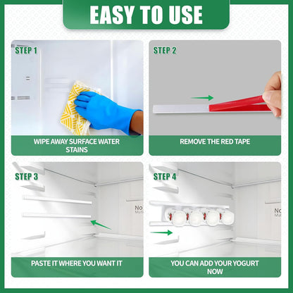 Yogurt Organizer for Fridge, Holder With Adhesive Tapes for 3.75 Inch Greek and Vegan Yogurt