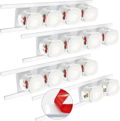 Yogurt Organizer for Fridge, Holder With Adhesive Tapes for 3.75 Inch Greek and Vegan Yogurt