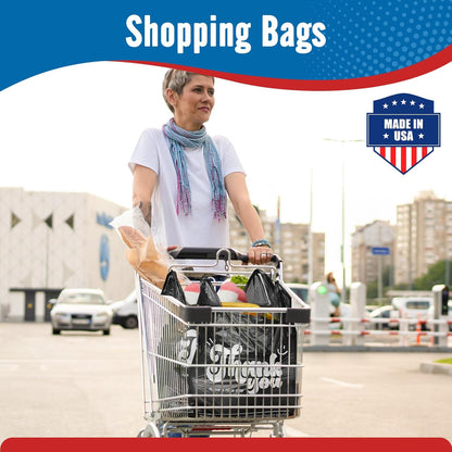 Plastic Bags Thank You Shopping Grocery T-Shirt Bag with Handles | 11.5 x 6.5 x 21" Take Out, To Go, Retail, Restaurants, Store Bags for Small Business in Bulk White (Made in USA)