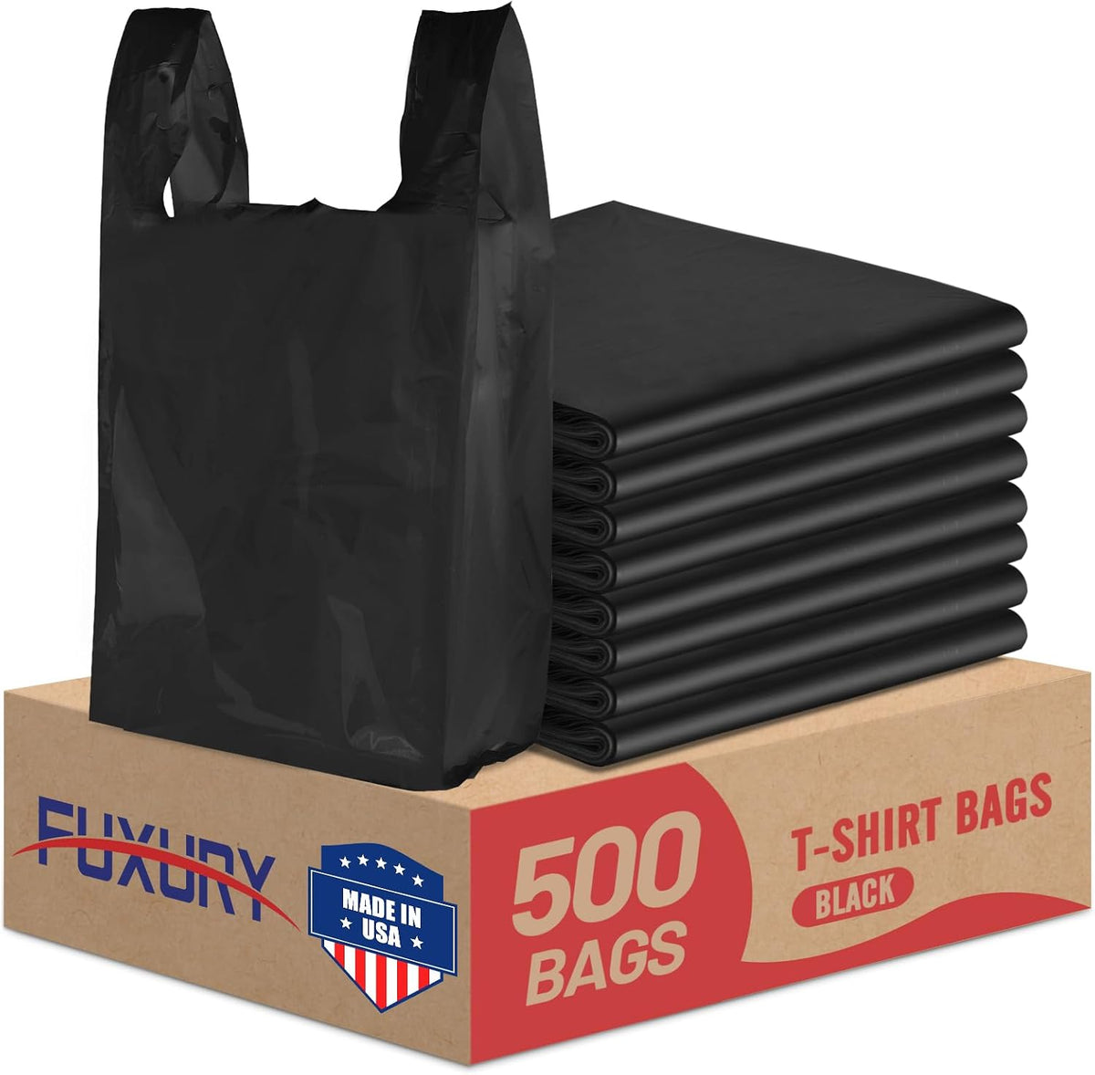 Plastic Bags Thank You Shopping Grocery T-Shirt Bag with Handles | 11.5 x 6.5 x 21" Take Out, To Go, Retail, Restaurants, Store Bags for Small Business in Bulk White (Made in USA)