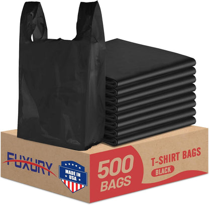 Plastic Bags Thank You Shopping Grocery T-Shirt Bag with Handles | 11.5 x 6.5 x 21" Take Out, To Go, Retail, Restaurants, Store Bags for Small Business in Bulk White (Made in USA)