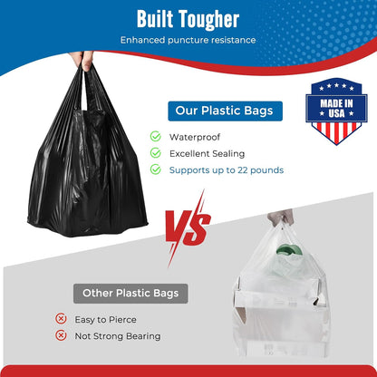 Plastic Bags Thank You Shopping Grocery T-Shirt Bag with Handles | 11.5 x 6.5 x 21" Take Out, To Go, Retail, Restaurants, Store Bags for Small Business in Bulk White (Made in USA)