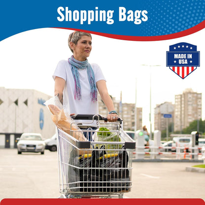 Plastic Bags Thank You Shopping Grocery T-Shirt Bag with Handles | 11.5 x 6.5 x 21" Take Out, To Go, Retail, Restaurants, Store Bags for Small Business in Bulk White (Made in USA)