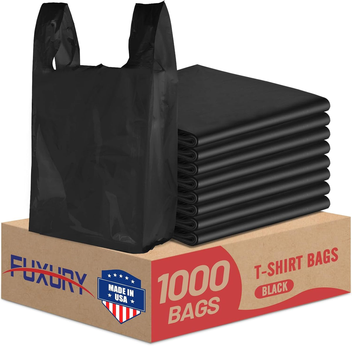 Plastic Bags Thank You Shopping Grocery T-Shirt Bag with Handles | 11.5 x 6.5 x 21" Take Out, To Go, Retail, Restaurants, Store Bags for Small Business in Bulk White (Made in USA)