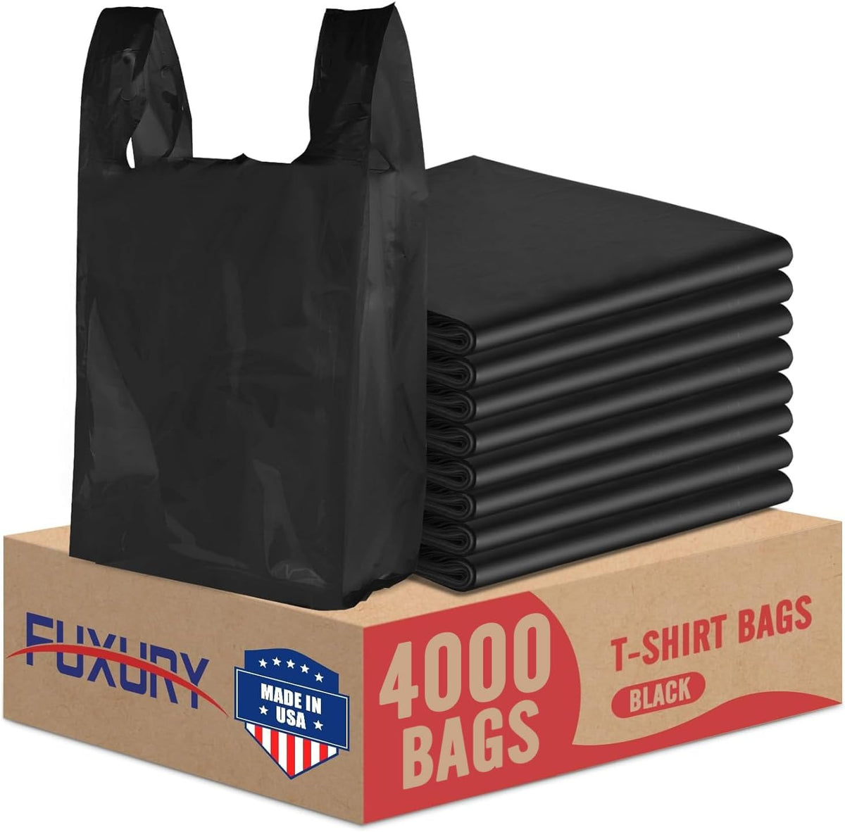 Plastic Bags Thank You Shopping Grocery T-Shirt Bag with Handles | 11.5 x 6.5 x 21" Take Out, To Go, Retail, Restaurants, Store Bags for Small Business in Bulk White (Made in USA)