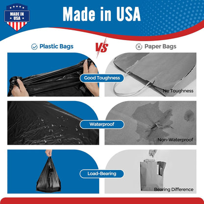 Plastic Bags Thank You Shopping Grocery T-Shirt Bag with Handles | 11.5 x 6.5 x 21" Take Out, To Go, Retail, Restaurants, Store Bags for Small Business in Bulk White (Made in USA)