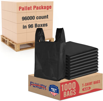 Plastic Bags Thank You Shopping Grocery T-Shirt Bag with Handles | 11.5 x 6.5 x 21" Take Out, To Go, Retail, Restaurants, Store Bags for Small Business in Bulk White (Made in USA)