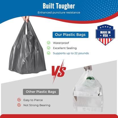 Plastic Bags Thank You Shopping Grocery T-Shirt Bag with Handles | 11.5 x 6.5 x 21" Take Out, To Go, Retail, Restaurants, Store Bags for Small Business in Bulk White (Made in USA)