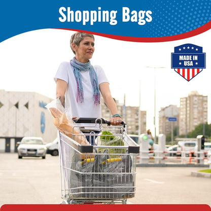 Plastic Bags Thank You Shopping Grocery T-Shirt Bag with Handles | 11.5 x 6.5 x 21" Take Out, To Go, Retail, Restaurants, Store Bags for Small Business in Bulk White (Made in USA)