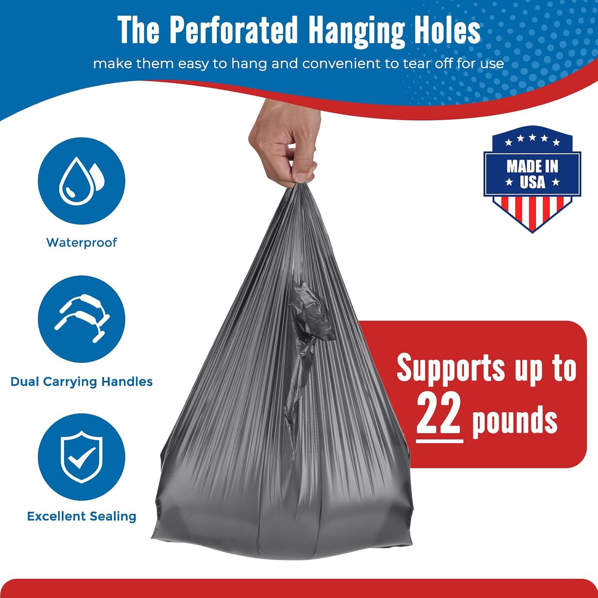 Plastic Bags Thank You Shopping Grocery T-Shirt Bag with Handles | 11.5 x 6.5 x 21" Take Out, To Go, Retail, Restaurants, Store Bags for Small Business in Bulk White (Made in USA)