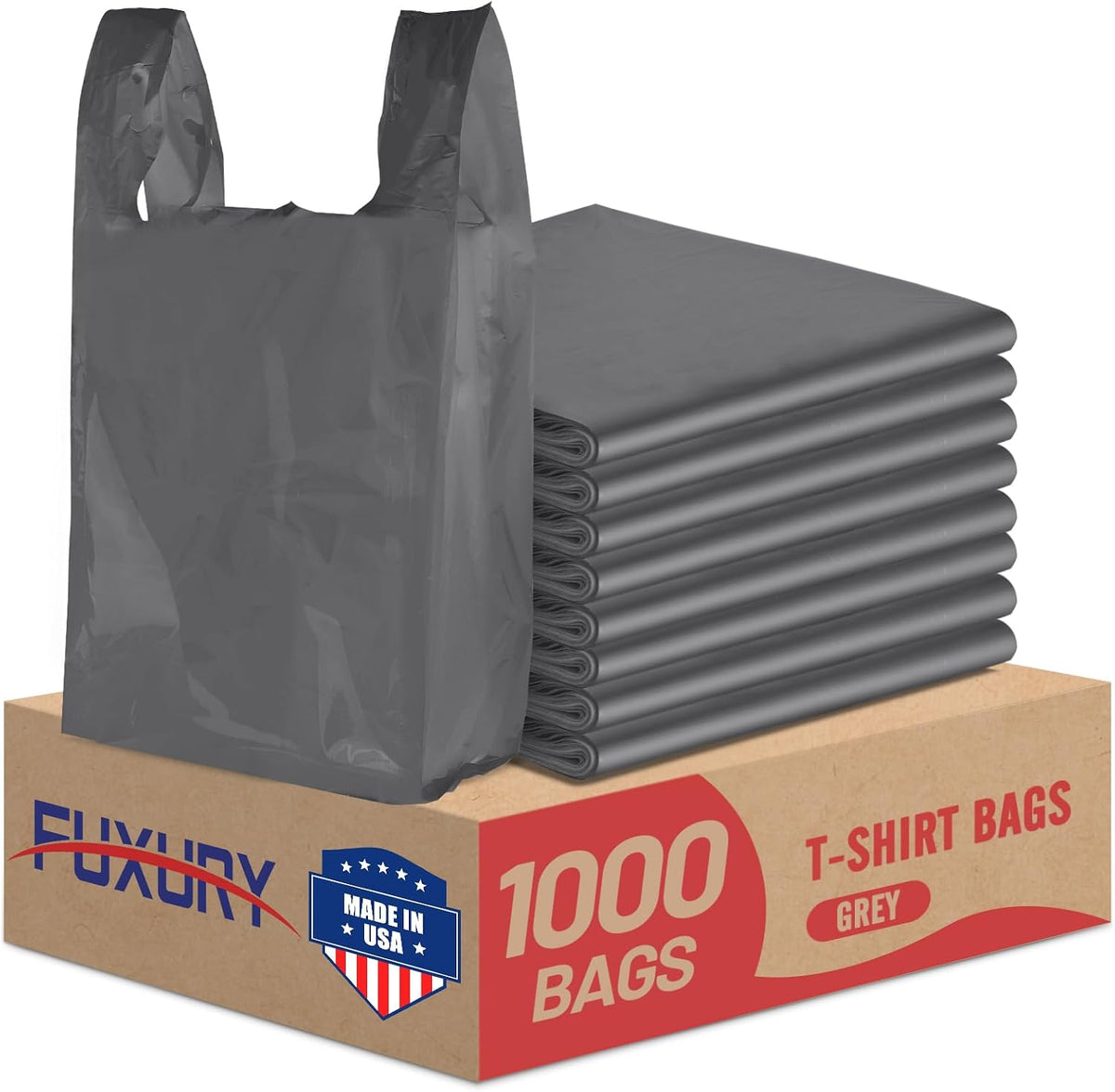 Plastic Bags Thank You Shopping Grocery T-Shirt Bag with Handles | 11.5 x 6.5 x 21" Take Out, To Go, Retail, Restaurants, Store Bags for Small Business in Bulk White (Made in USA)